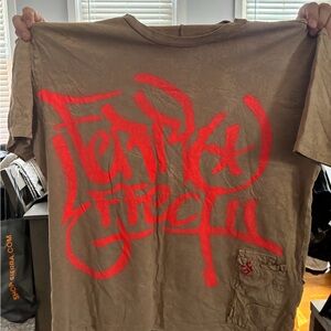 NWOT Gianfranco Ferre Brown Short-Sleeve Tee with Red Graffiti Print
